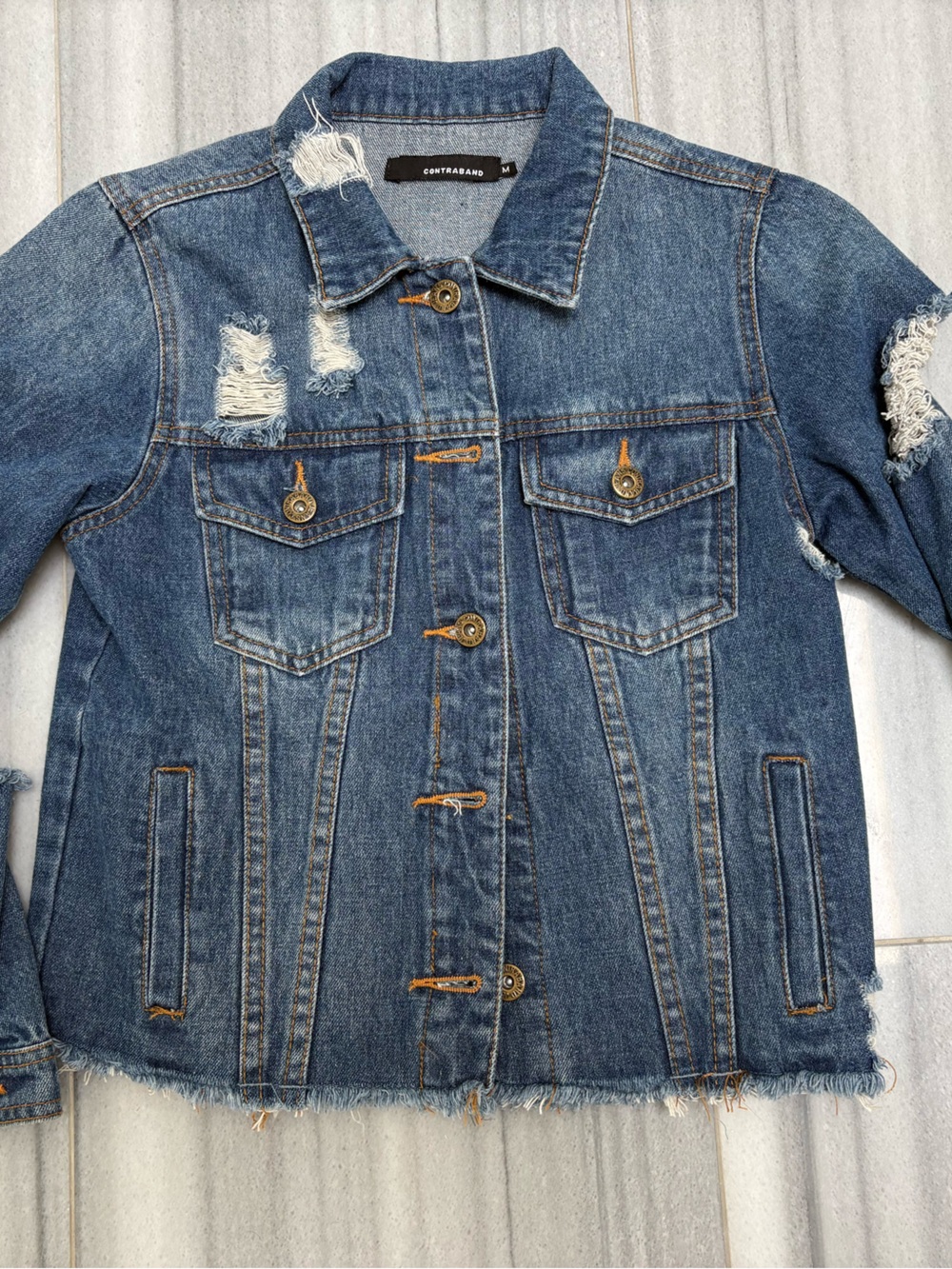 Contraband Kids Distressed Blue Denim Jacket